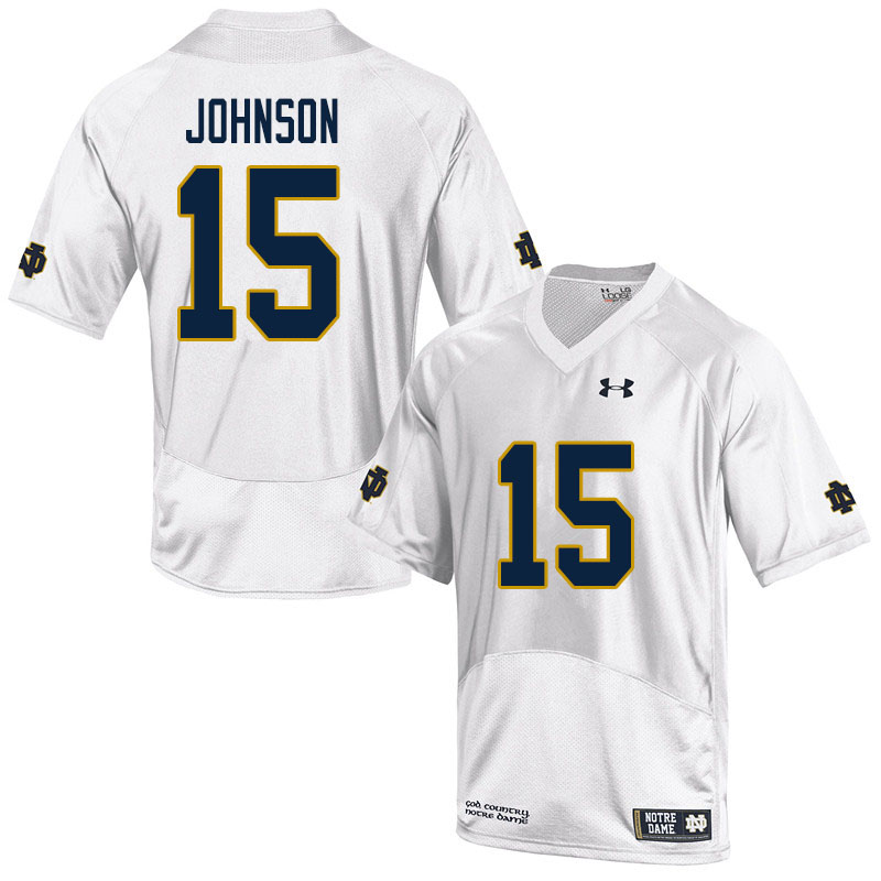 Men's NCAA Notre Dame Fighting Irish #15 Jordan Johnson Stitched College Under Armour Authentic White Football Jersey RV10A11DQ